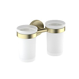 Стакан двойной Aquatek Европа AQ4117BG стекло матовое/золото шлифованное купить в интернет-магазине сантехники Sanbest