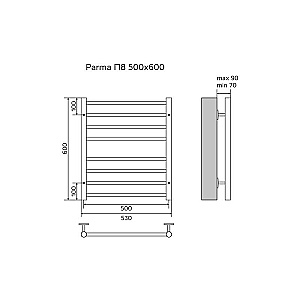 Полотенцесушитель водяной Azario Parma 500/600 AZ10156S хром купить в интернет-магазине сантехники Sanbest
