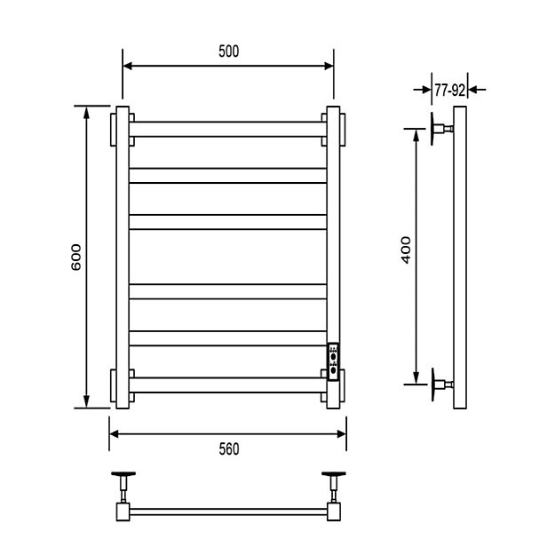 Полотенцесушитель электрический Veconi Barro-A B6050B-A черный купить в интернет-магазине сантехники Sanbest