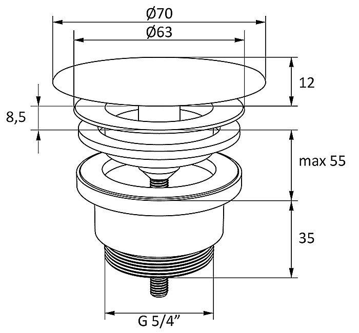 Донный клапан Ravak FLAT X01919 белый купить в интернет-магазине сантехники Sanbest