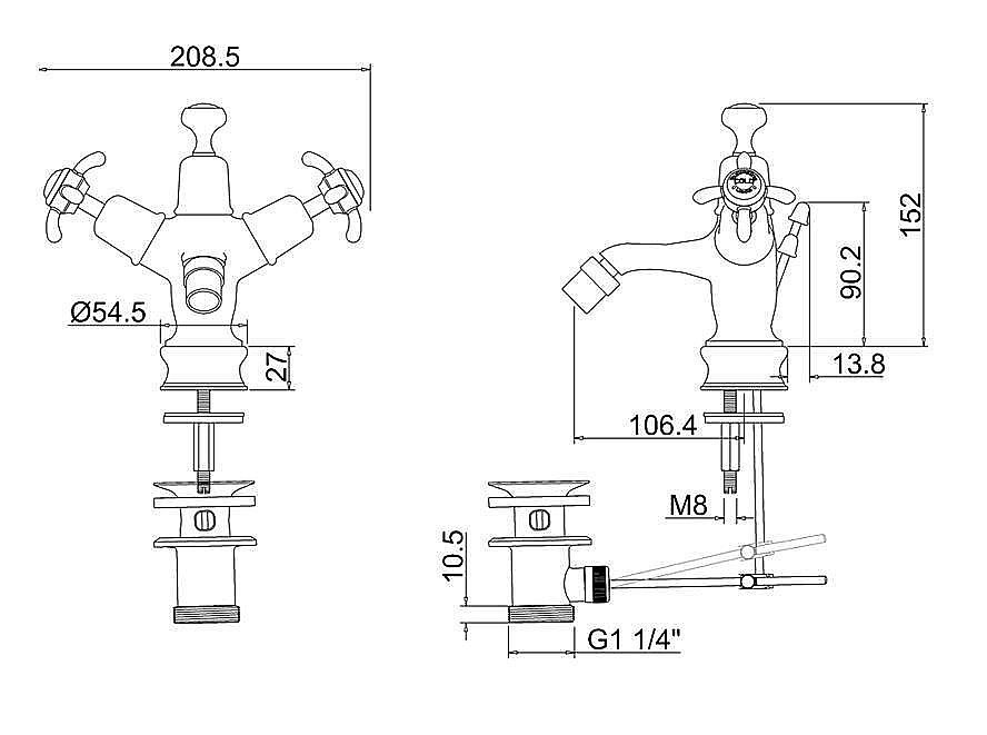 Смеситель для биде Burlington Regent ANR13-QT хром/ручки белые купить в интернет-магазине сантехники Sanbest