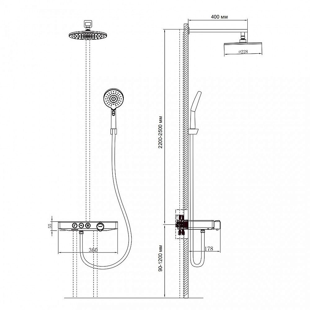 Душевая система BERGES MORANS 75003 хром купить в интернет-магазине сантехники Sanbest