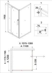 Душевой уголок Niagara Nova NG-43-12AG-NG-A110G 120x110 купить в интернет-магазине Sanbest