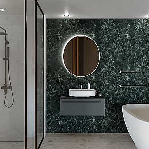 Тумба с раковиной LA FENICE Elba Grigio 80 серая/столешница черная для ванной в интернет-магазине Sanbest