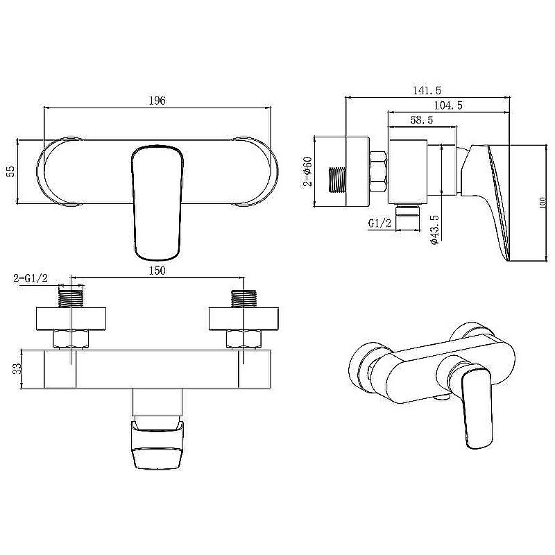 Смеситель для душа Aquatek Вега AQ1060CR хром купить в интернет-магазине сантехники Sanbest