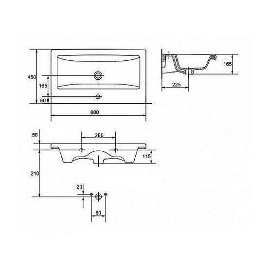 Тумба с раковиной Style Line Даймонд 80 подвесная для ванной в интернет-магазине Sanbest