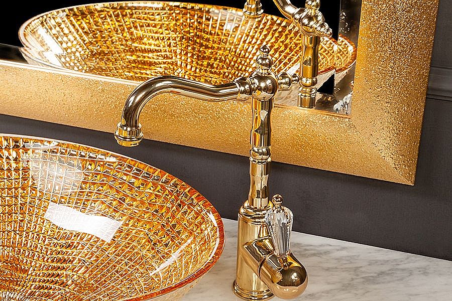 Раковина хрустальная Armadi Art NeoArt 51 814 золото купить в интернет-магазине Sanbest