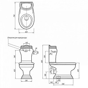 Унитаз Migliore Milady 20884 выпуск в стену белый/декор платина/ручка хром купить в интернет-магазине Sanbest
