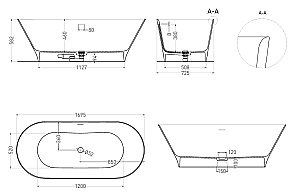 Ванна Salini Mona S-Stone 102922MRH 170х72 белая/снаружи RAL матовая купить в интернет-магазине Sanbest