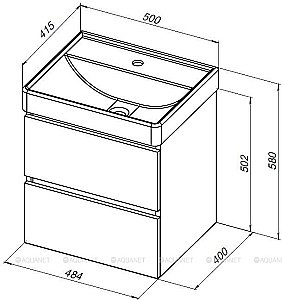 Тумба с раковиной Aquanet Вега 50 бежевая матовая для ванной в интернет-магазине Sanbest