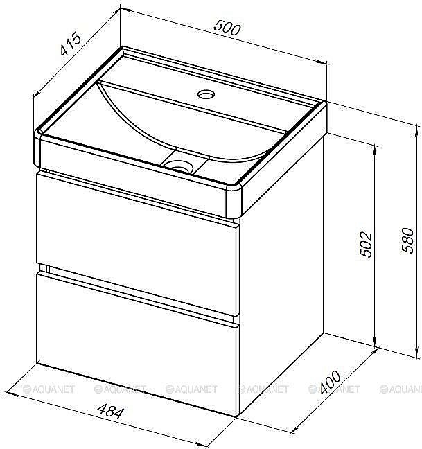 Тумба с раковиной Aquanet Вега 50 бежевая матовая для ванной в интернет-магазине Sanbest