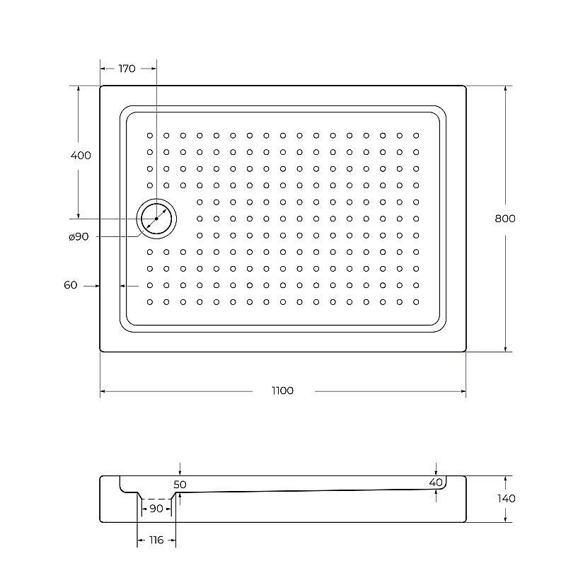 Душевой поддон Cezares TRAY-A-AH-15-W 110х80 купить в интернет-магазине Sanbest