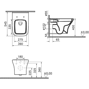 Унитаз подвесной Vitra Integra Square 9856B003-7207 безободковый с инсталляцией, с крышкой микролифт купить в интернет-магазине Sanbest