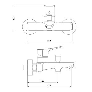 Смеситель для ванны RedBlu by Damixa Apollo 221000000 купить в интернет-магазине сантехники Sanbest