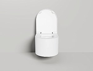 Унитаз подвесной Salini Gemelli 240121KM из искусственного камня S-Stone, безободковый, с крышкой микролифт, белый матовый купить в интернет-магазине Sanbest