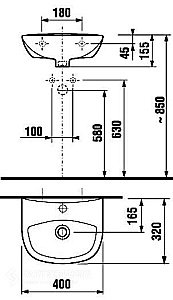Раковина подвесная Jika Zeta 40 купить в интернет-магазине Sanbest