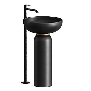 Раковина с пьедесталом Artceram Jolie 50 JOC001 17 00-JOL001 01 00 черная матовая купить в интернет-магазине Sanbest