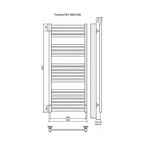 Полотенцесушитель электрический Terminus Тоскана П21 500x1236 левый/правый купить в интернет-магазине сантехники Sanbest