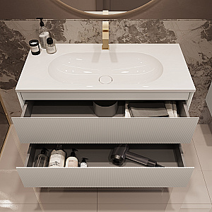 Тумба с раковиной Vincea Welle 100 VMC-2WL100MW/VCB-13100W белая матовая/раковина белая для ванной в интернет-магазине Sanbest