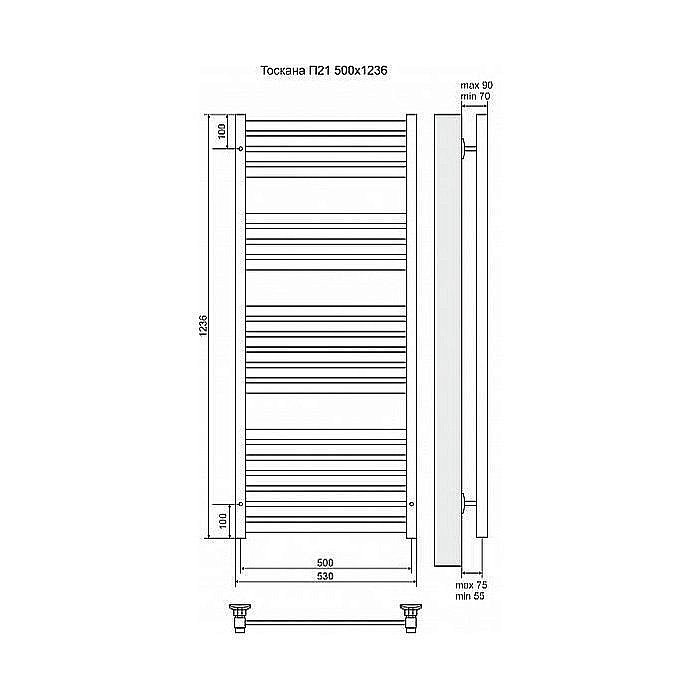 Полотенцесушитель электрический Terminus Тоскана П21 500x1236 левый/правый купить в интернет-магазине сантехники Sanbest