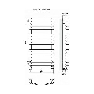 Полотенцесушитель водяной Terminus Капри П14 450x1006 купить в интернет-магазине сантехники Sanbest