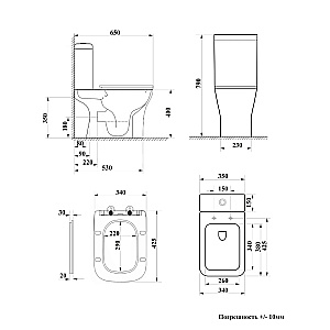 Унитаз напольный Ceruttispa VETTORE CT11134 безободковый с бачком, с крышкой микролифт, смыв торнадо, белый купить в интернет-магазине Sanbest