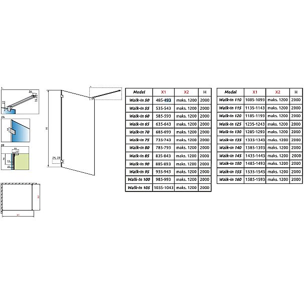 Душевое ограждение Radaway Essenza Pro 8 Gold Walk-in 125 10120125-09-01 стекло прозрачное/профиль золото купить в интернет-магазине Sanbest