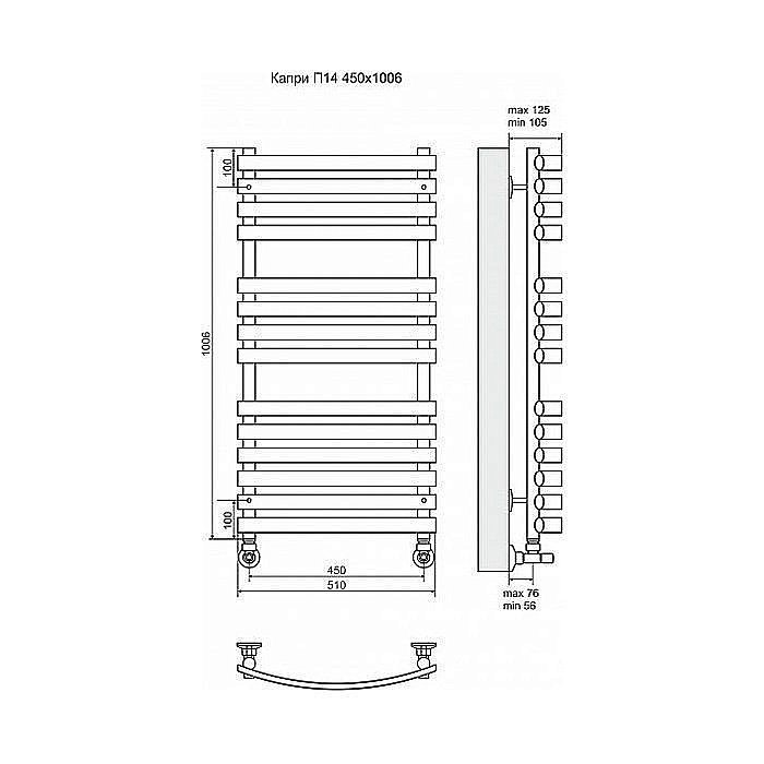 Полотенцесушитель водяной Terminus Капри П14 450x1006 купить в интернет-магазине сантехники Sanbest