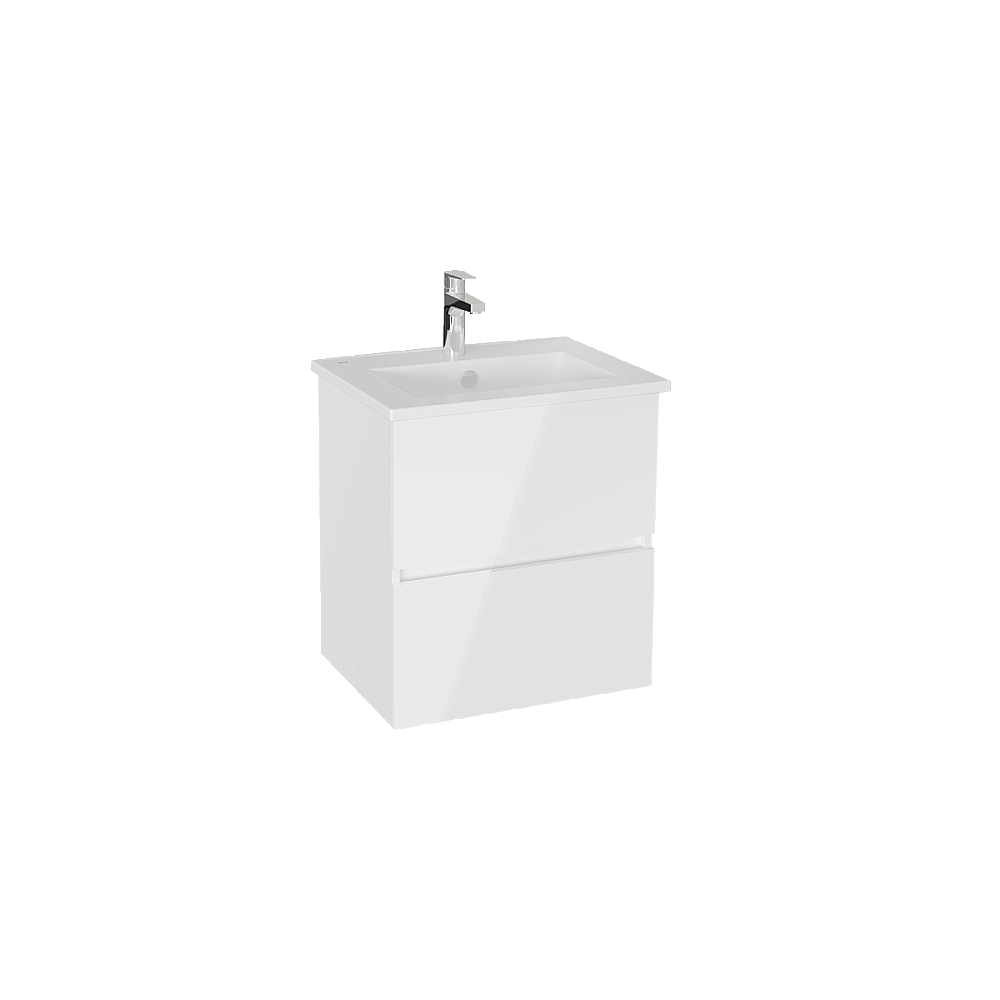 Тумба с раковиной VitrA Mia Plus Square 69730 60 глянцевая белая для ванной в интернет-магазине Sanbest