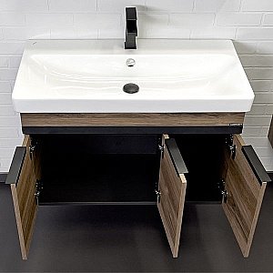 Тумба с раковиной Comforty Соло 00-00010979 90 дуб тёмно-коричнвый для ванной в интернет-магазине Sanbest