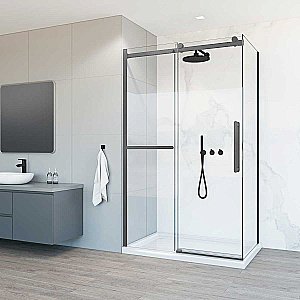 Душевой уголок Vincea Como Soft VSR-1CS1013CLGM 130x100 стекло прозрачное/профиль вороненая сталь купить в интернет-магазине Sanbest