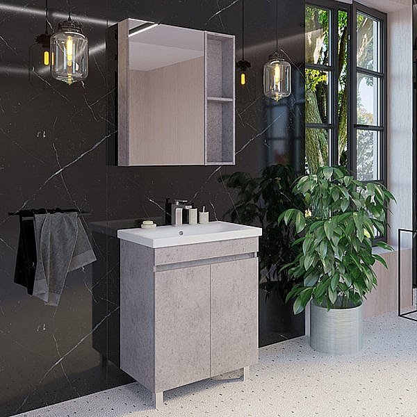 Зеркальный шкаф Comforty Осло 00-00006164 70 бетон светлый купить в интернет-магазине сантехники Sanbest