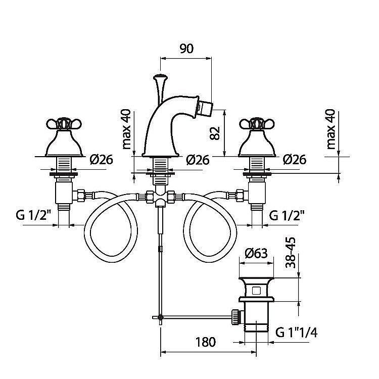 Смеситель для биде Webert Ottocento OT710202065 купить в интернет-магазине сантехники Sanbest