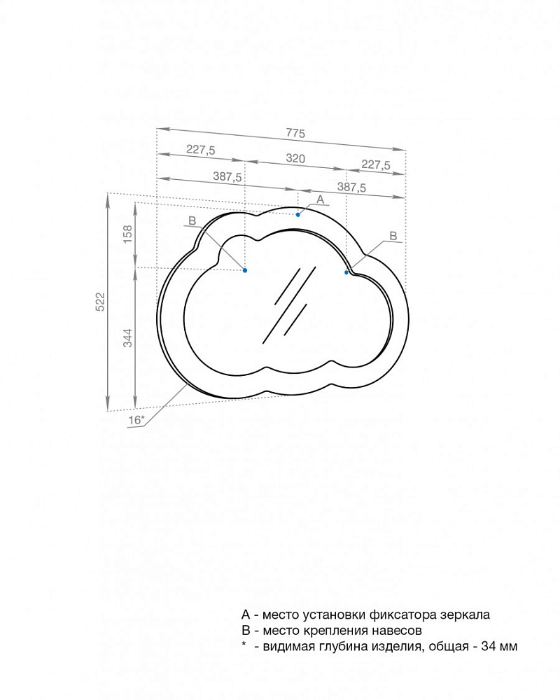 Зеркало Акватон Каспер Облако 1A283602CRE20 белое матовое в ванную от интернет-магазине сантехники Sanbest