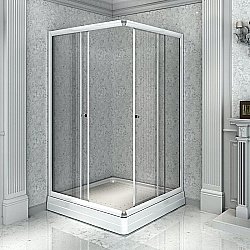 Душевой угол Радомир Дрим 90х100 стекло прозрачное/профиль белый левый купить в интернет-магазине сантехники Sanbest