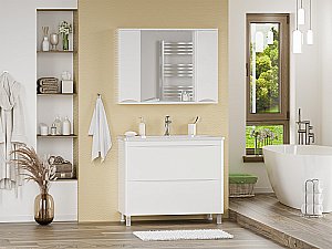 Тумба с раковиной Misty Атлантик -100 П-Атл-01100-0112Я белая для ванной в интернет-магазине Sanbest