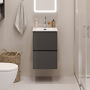 Тумба с раковиной BelBagno 40 UNO-MINI-400-2C-SO-GSO+BB-8099-3-40 темно-серая матовая для ванной в интернет-магазине Sanbest