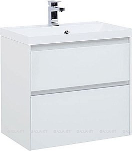 Тумба с раковиной Aquanet Гласс 196961 60 белый для ванной в интернет-магазине Sanbest