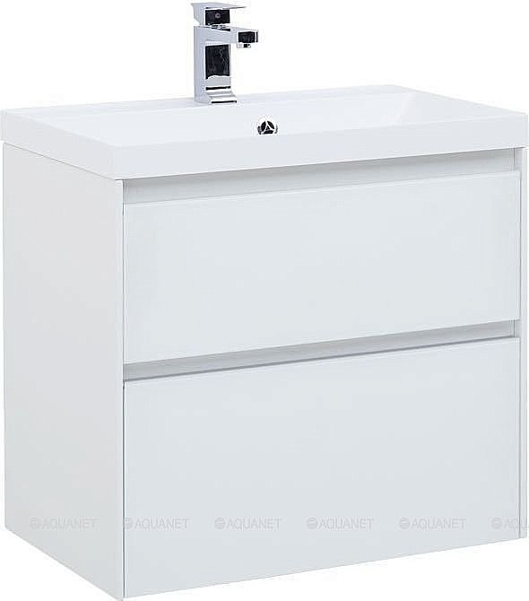 Тумба с раковиной Aquanet Гласс 196961 60 белый для ванной в интернет-магазине Sanbest