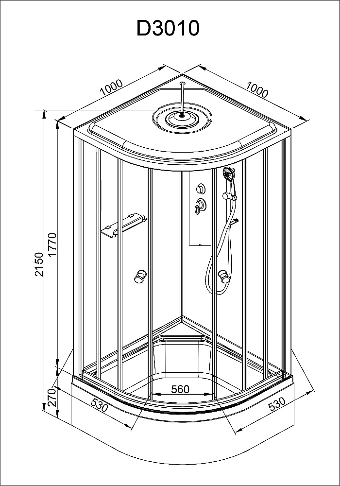 Душевая кабина AvaCan D Серия D3010 100х100 стандартная купить в интернет-магазине Sanbest