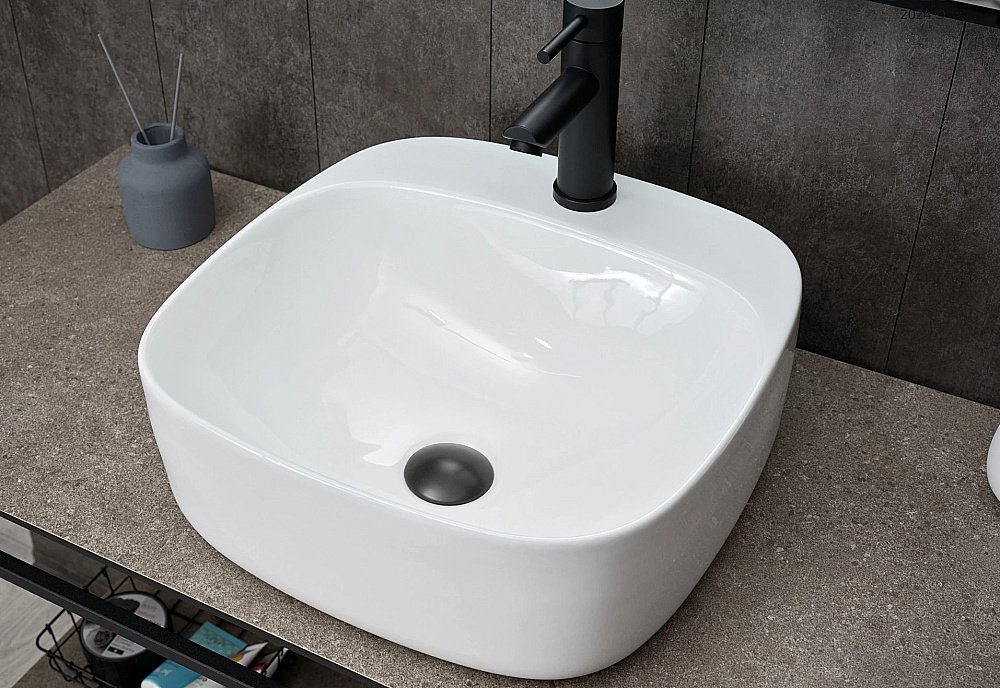 Раковина накладная Gid Geometrico 42 N9284 51219 белая купить в интернет-магазине Sanbest