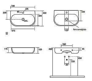 Раковина Kerasan Nolita 70 534201*1 белая купить в интернет-магазине Sanbest