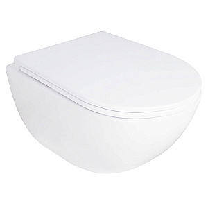 Унитаз подвесной Azario Rumba AZ-5175T-WHT белый, безободковый, с крышкой микролифт, слив торнадо купить в интернет-магазине Sanbest