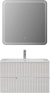 Тумба с раковиной Cezares DUET-N 80 DUET-N-800-2C-SO-FBS-P ясень белая софт для ванной в интернет-магазине Sanbest