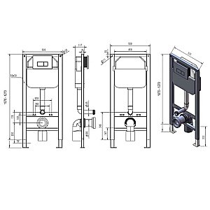 Унитаз подвесной с инсталляцией D&K Matrix DS1391625 белый/кнопка хром, безободковый, с крышкой микролифт купить в интернет-магазине Sanbest