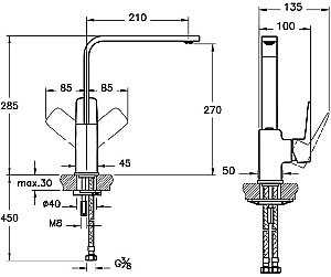 Смеситель для кухни Vitra ROOT SQUARE A4275334EXP купить в интернет-магазине сантехники Sanbest
