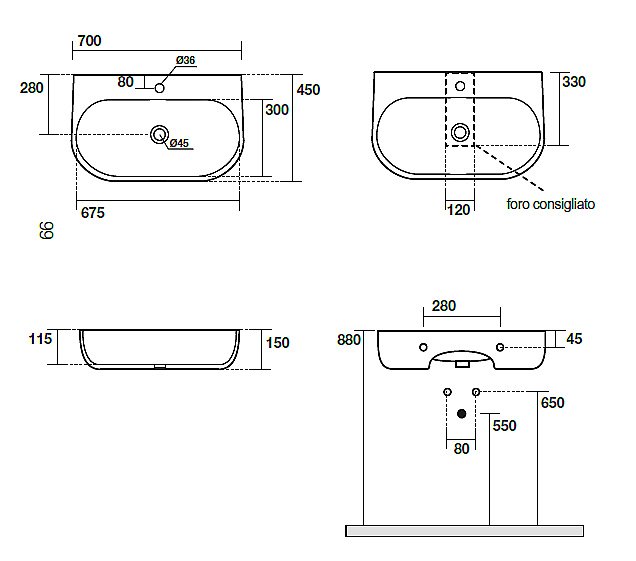 Раковина Kerasan Nolita 70 534201*1 белая купить в интернет-магазине Sanbest