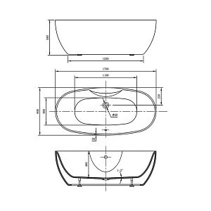 Ванна акриловая Vincea VBT-405B-1700 170x80 купить в интернет-магазине Sanbest