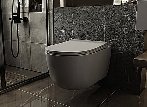 Унитаз подвесной ABBER Bequem AC1104MG с крышкой микролифт, безободковый, серый матовый купить в интернет-магазине Sanbest