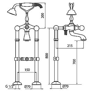 Смеситель для ванны Webert Karenina KA720801065 купить в интернет-магазине сантехники Sanbest